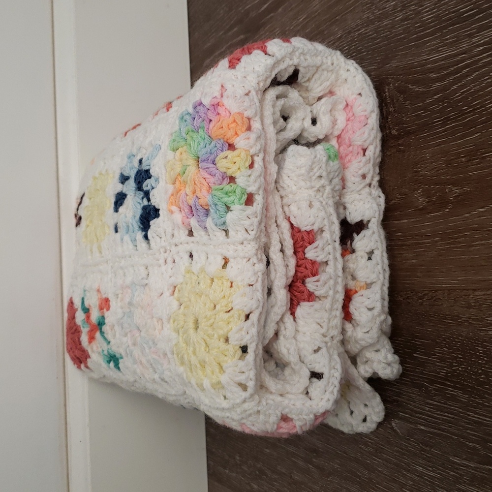 Cozy Colorful Handmade Vintage Crochet Afghan Throw Blanket 52 X 34 - Picture 4 of 10
